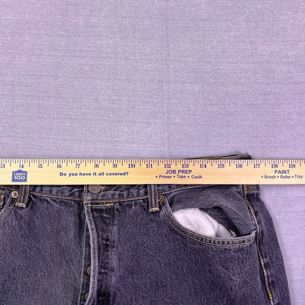 Levi's 501 Mens Black Denim Button Fly Outdoor Straight Leg Jeans Size 38x30